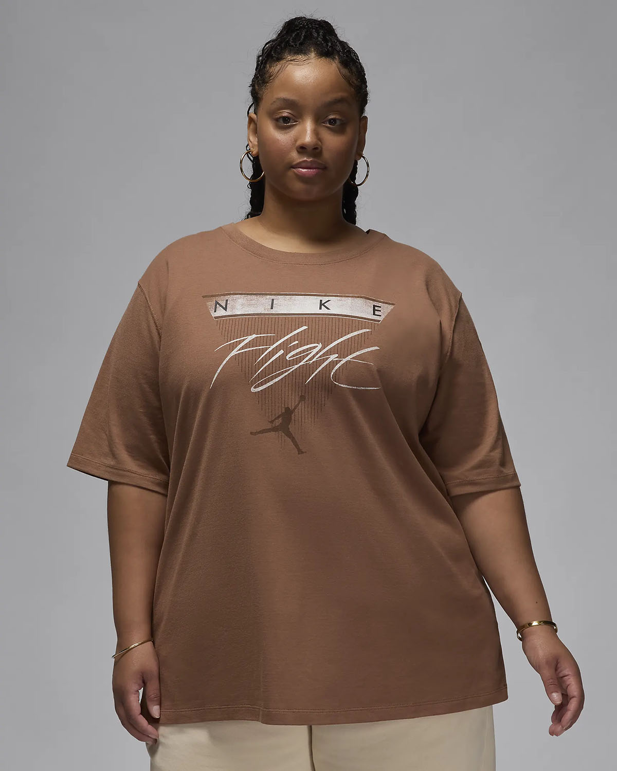 Jordan Flight Heritage Womens Graphic T Shirt Archaeo Brown Plus Size