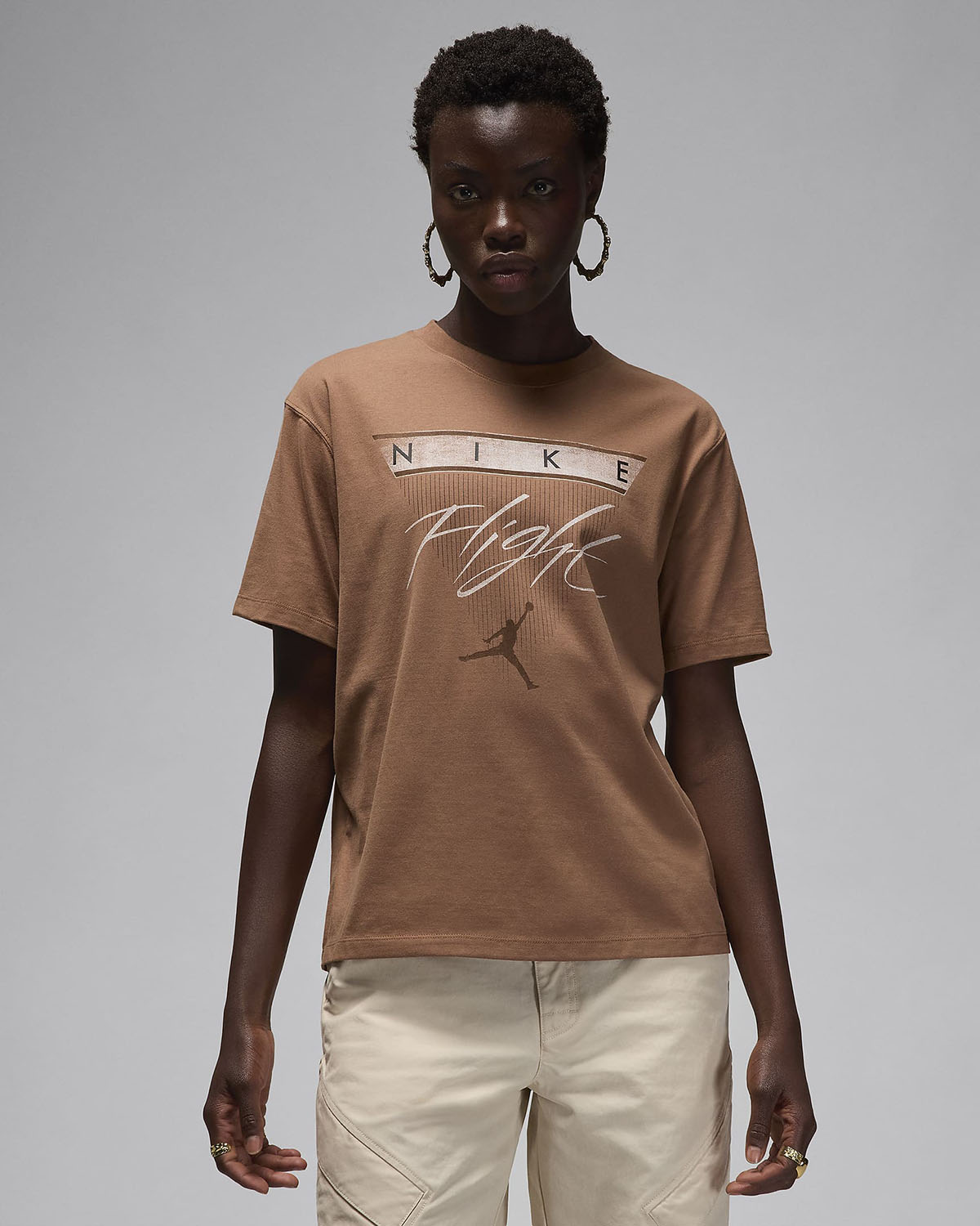 Jordan Flight Heritage Womens Graphic T Shirt Archaeo Brown