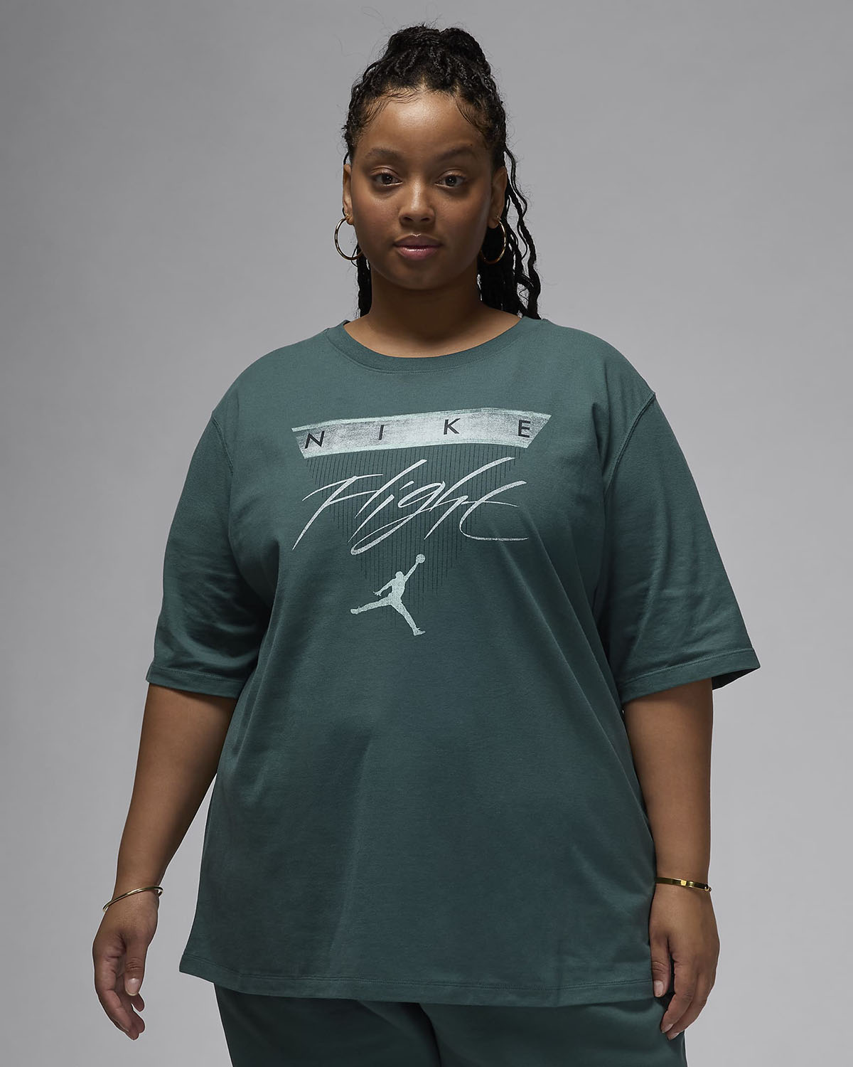 Jordan Flight Heritage Womens Graphic T Shirt Plus Size Oxidized Green 1