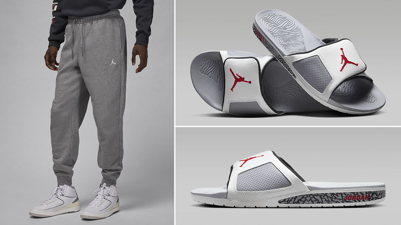 Jordan Hydro 3 Slides White Cement Pants Matching Outfit