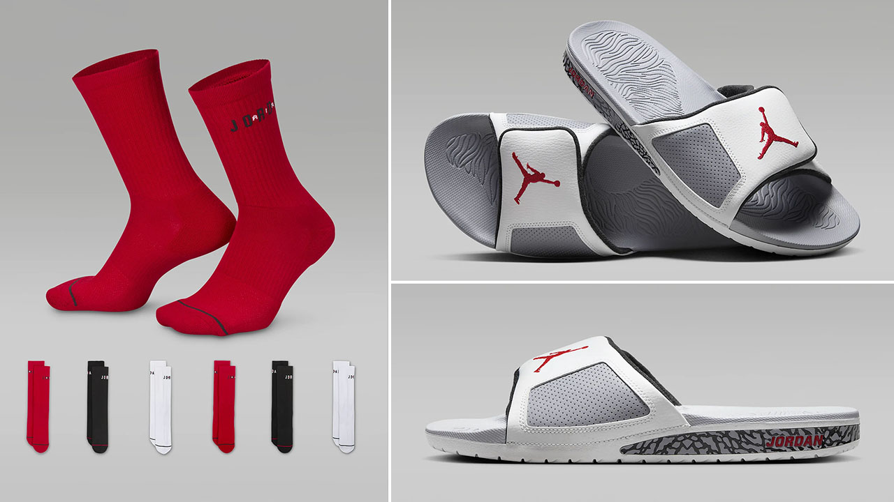 Jordan Hydro 3 Slides White Cement Socks 1