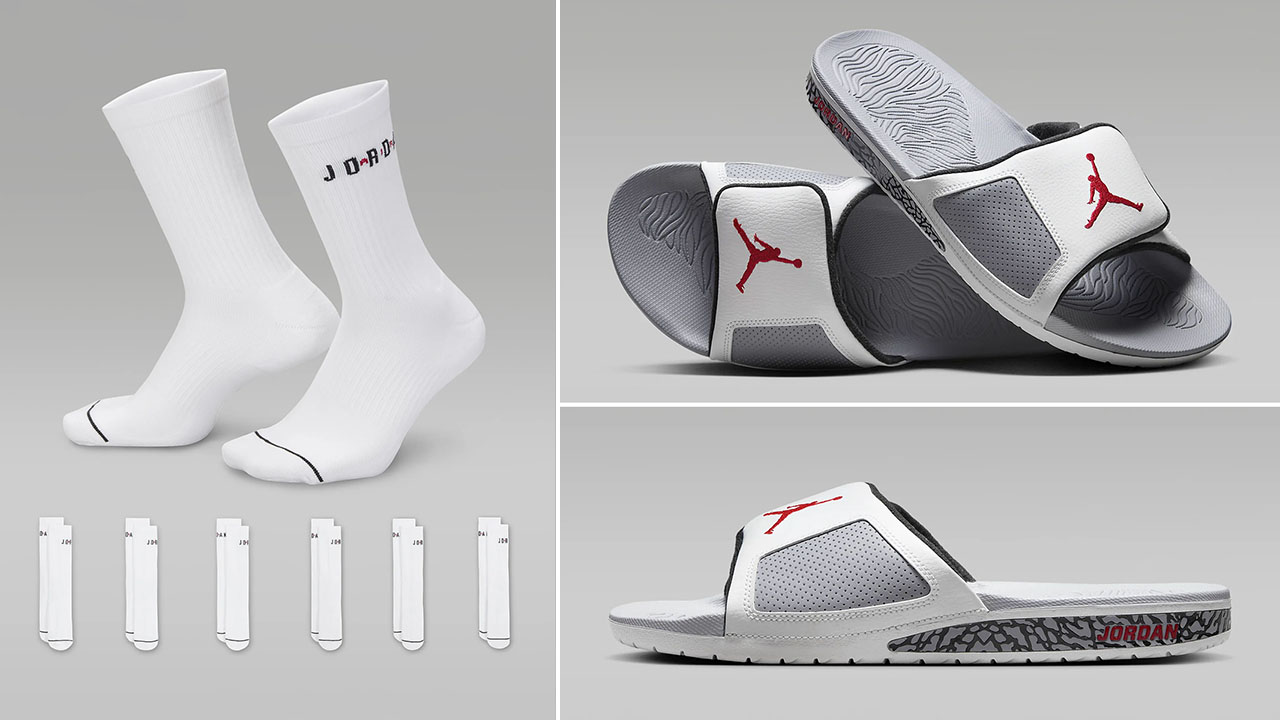 Jordan Hydro 3 Slides White Cement Socks 2