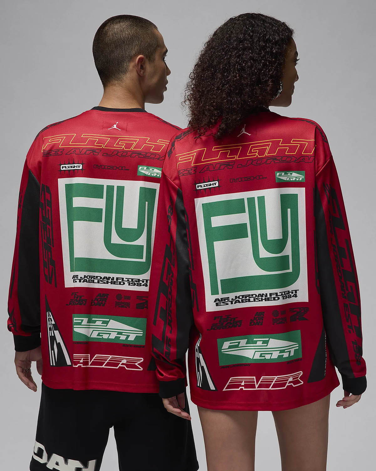 Jordan MVP Moto Mens Printed Long Sleeve Top Gym Red Lucky Green Black 2