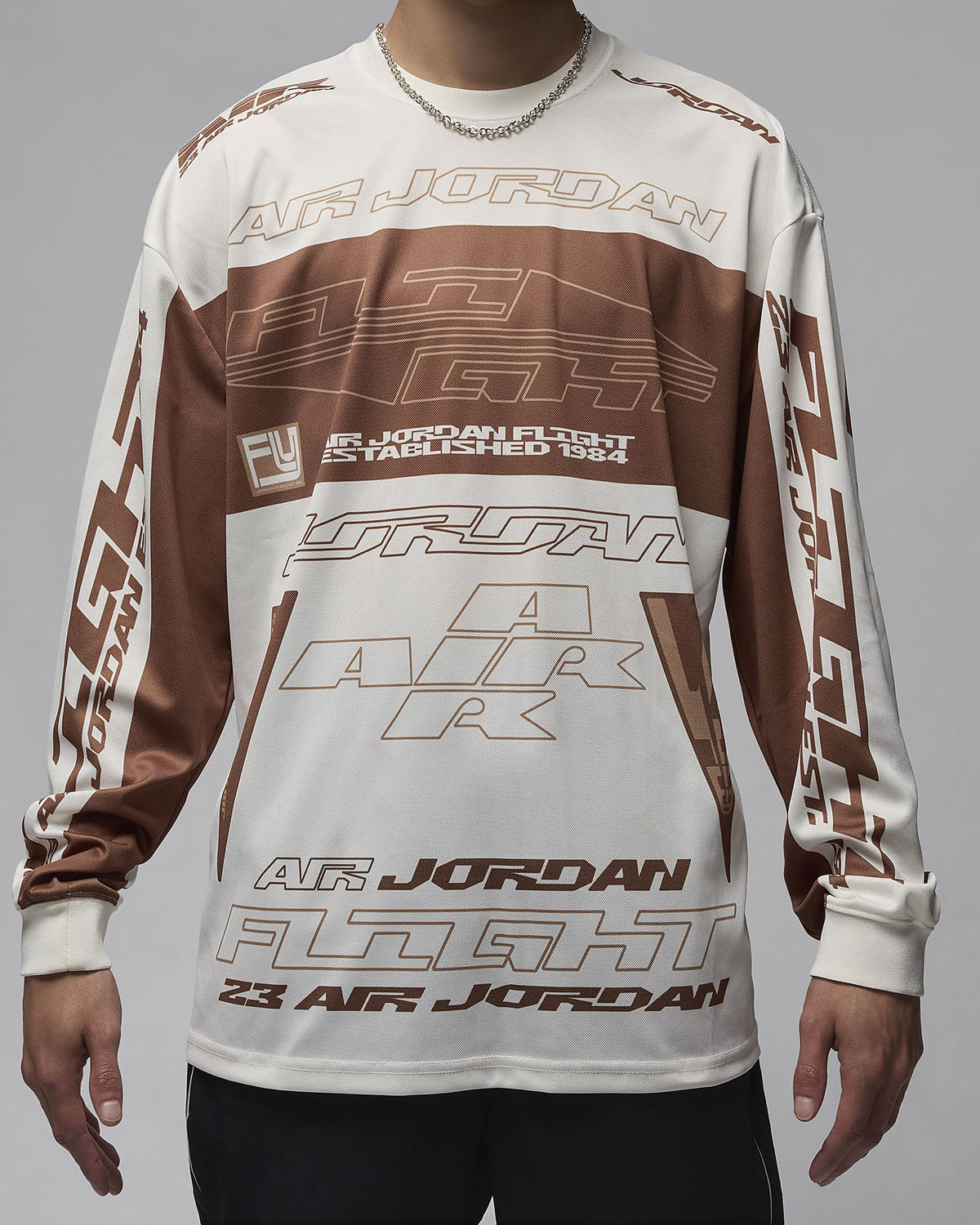 Jordan MVP Printed Long Sleeve Top Sail Archaeo Brown 3