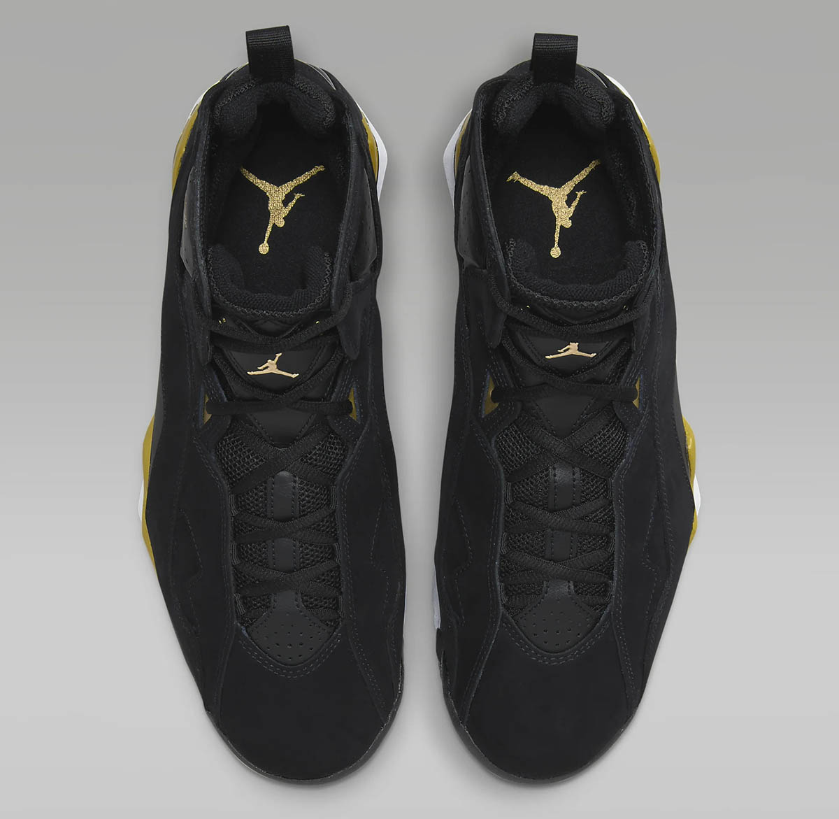 Jordan True Flight Black Metallic Gold Shoes 4