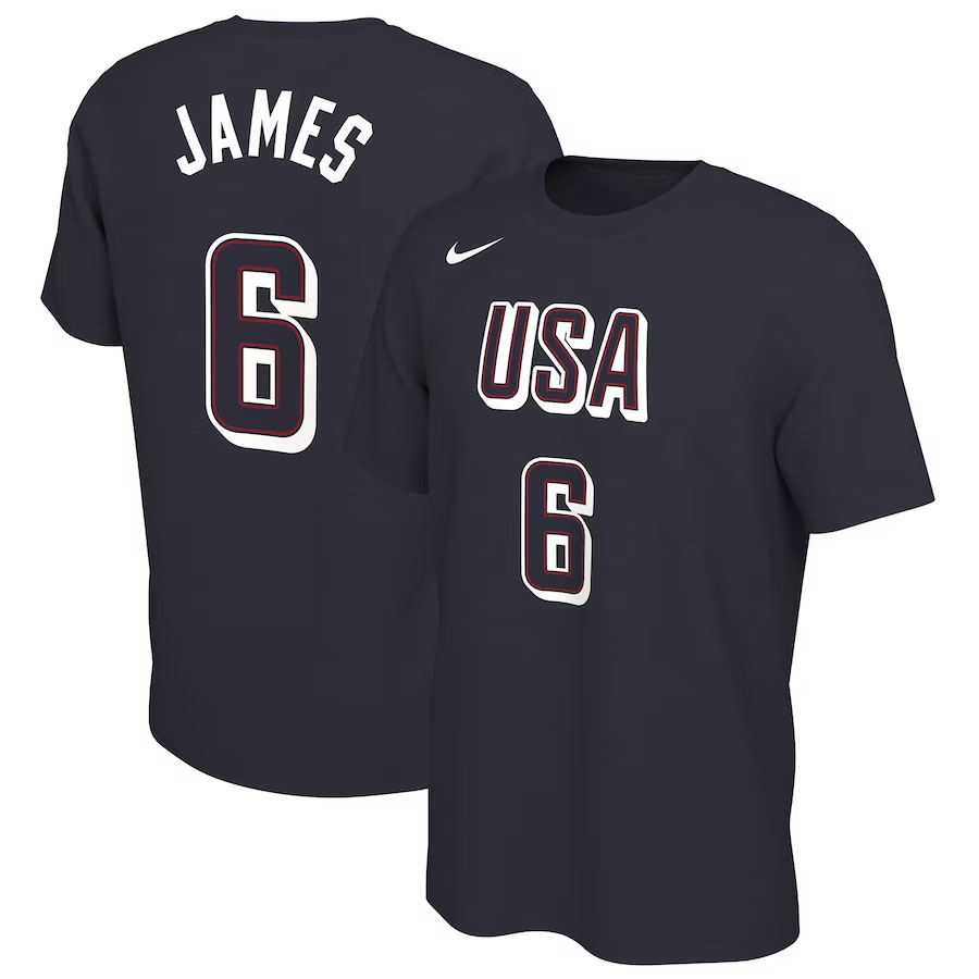 Lebron James Nike USA Basketball 2024 Mens T Shirt Navy
