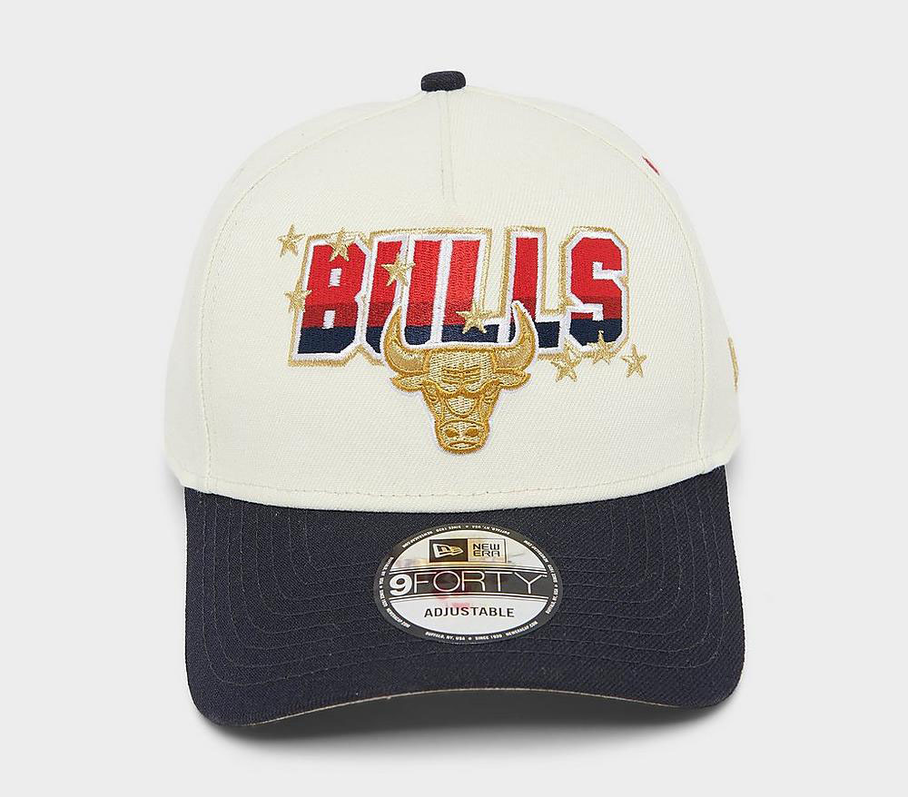 New Era Chicago Bulls Olympic 9Forty Snapback Hat Chrome Navy 3