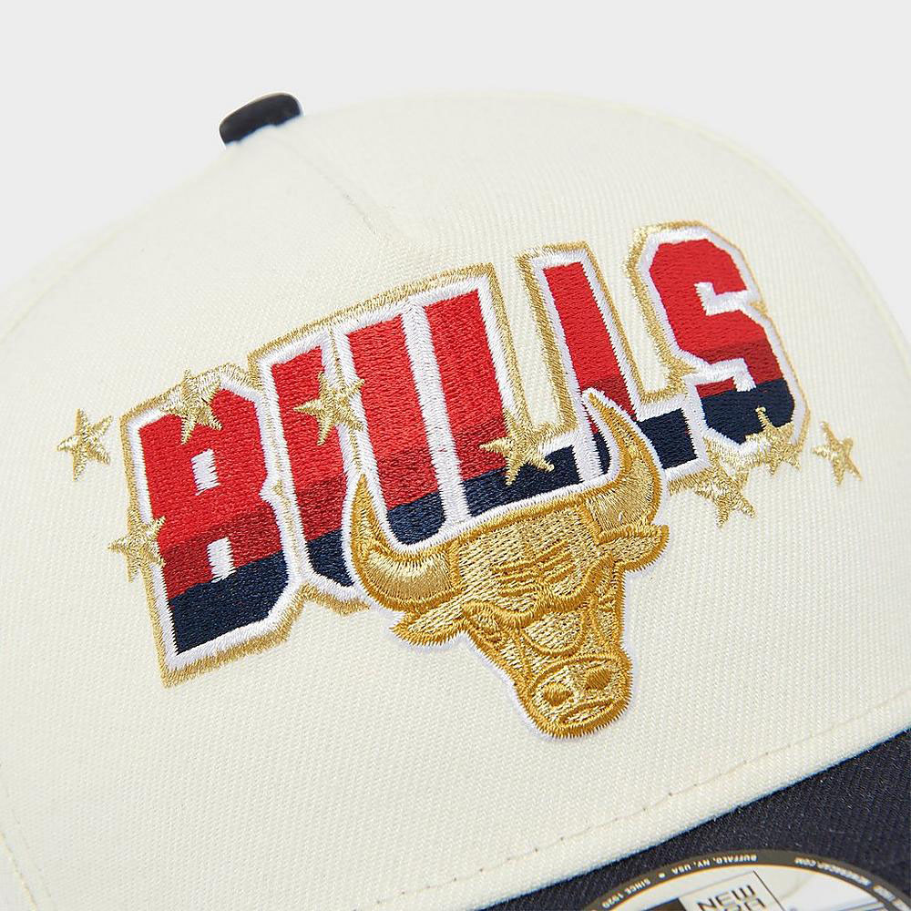 New Era Chicago Bulls Olympic 9Forty Snapback Hat Chrome Navy 5