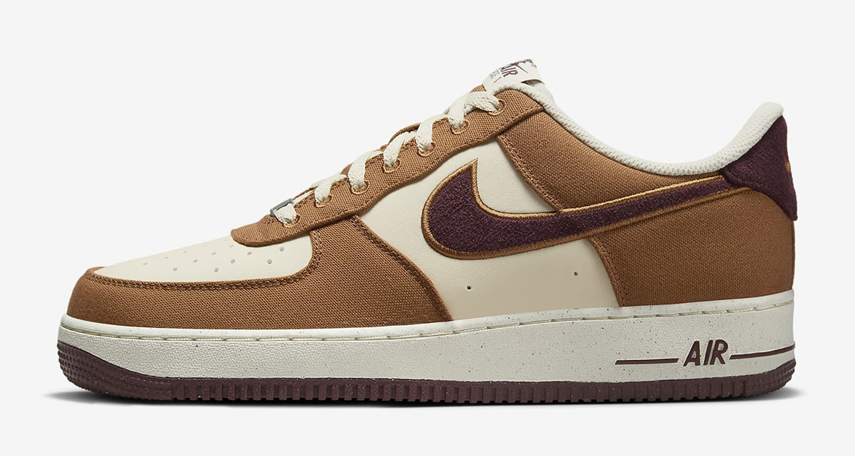 Nike Air Force 1 Low Light British Tan Burgundy Crush Shoes 2