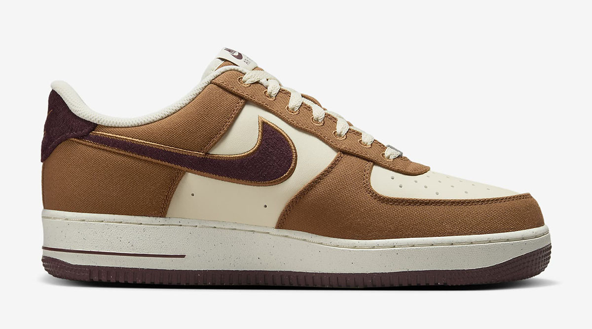 Nike Air Force 1 Low Light British Tan Burgundy Crush Shoes 3