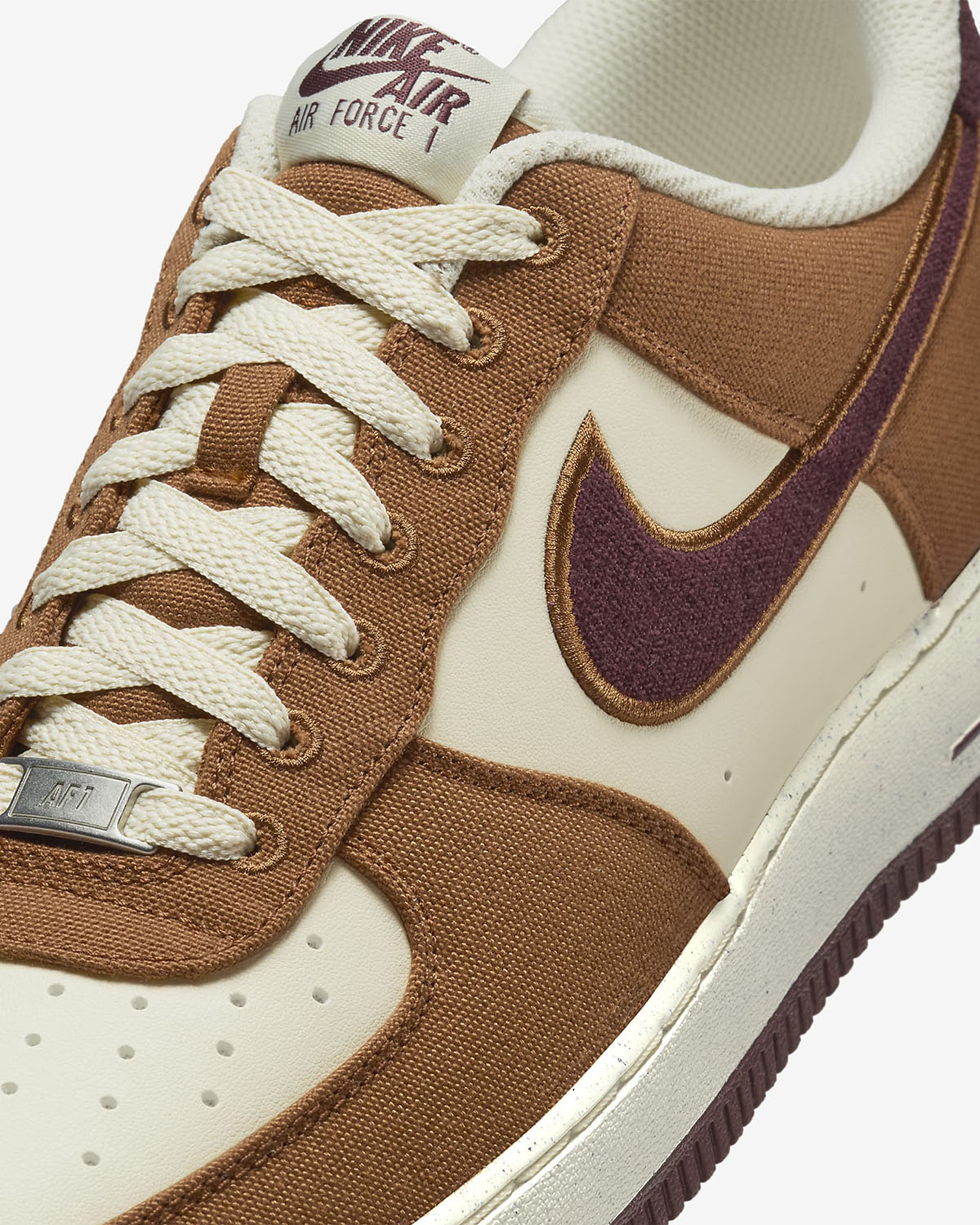 Nike Air Force 1 Low Light British Tan Burgundy Crush Shoes 7