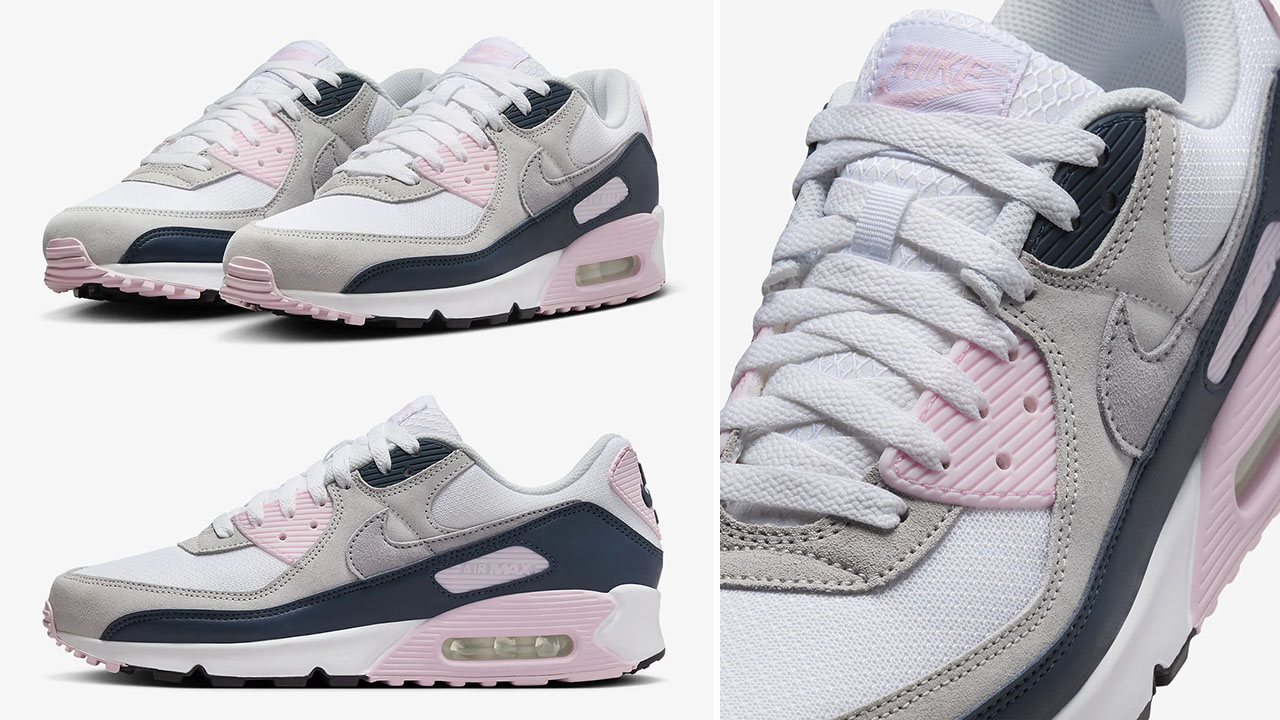 Nike Air Max 90 White Pink Foam Armory Navy Sneakers