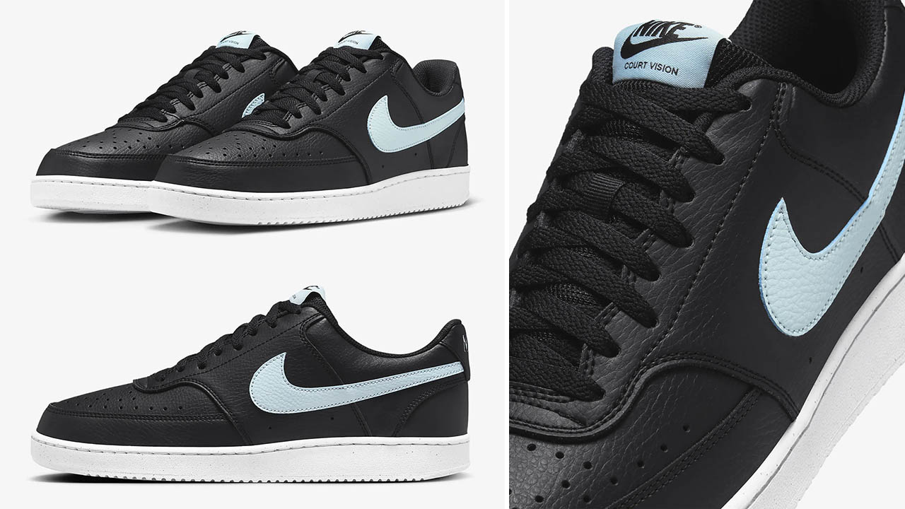 Nike Court Vision Low Black White Glacier Blue Sneakers