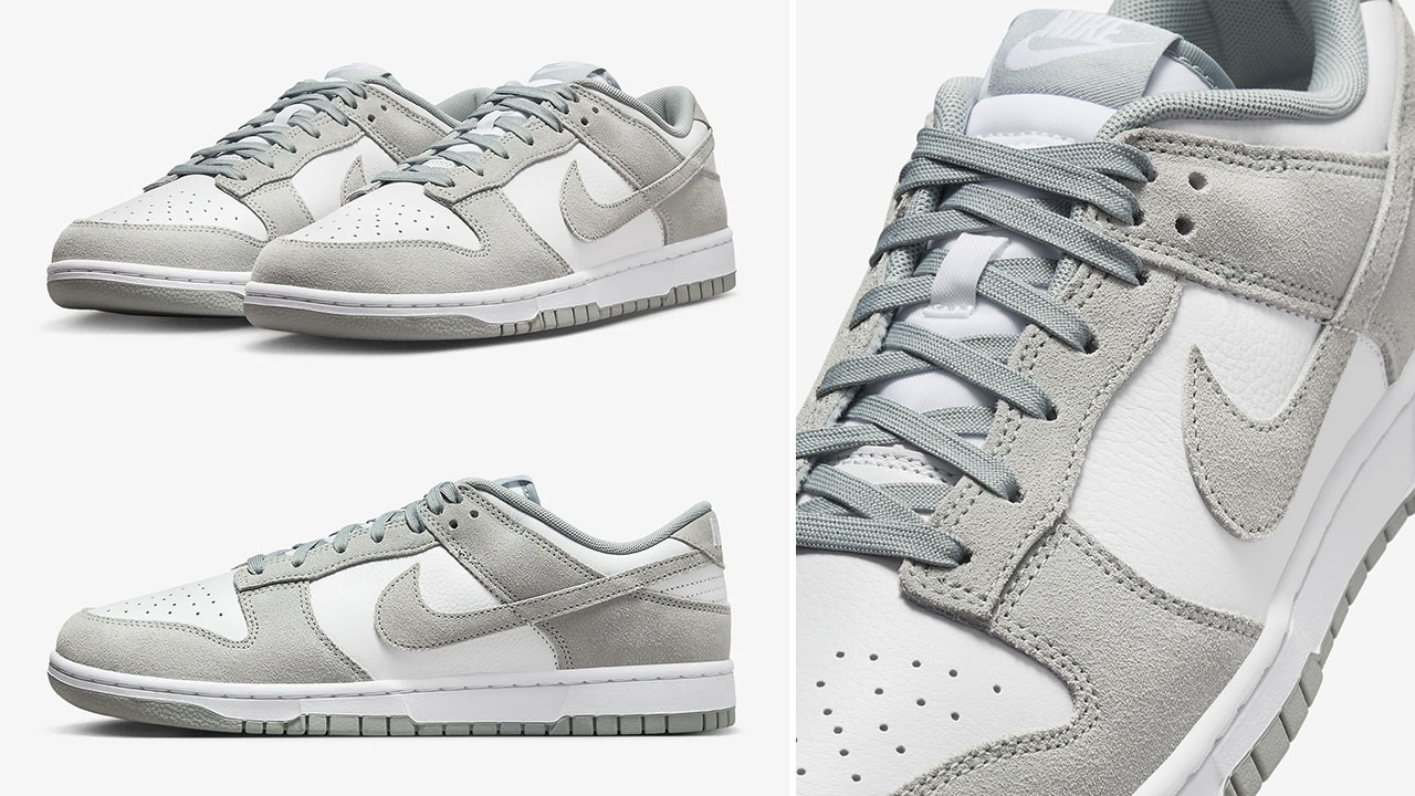 Nike Dunk Low Suede Grey White Light Pumice Sneakers