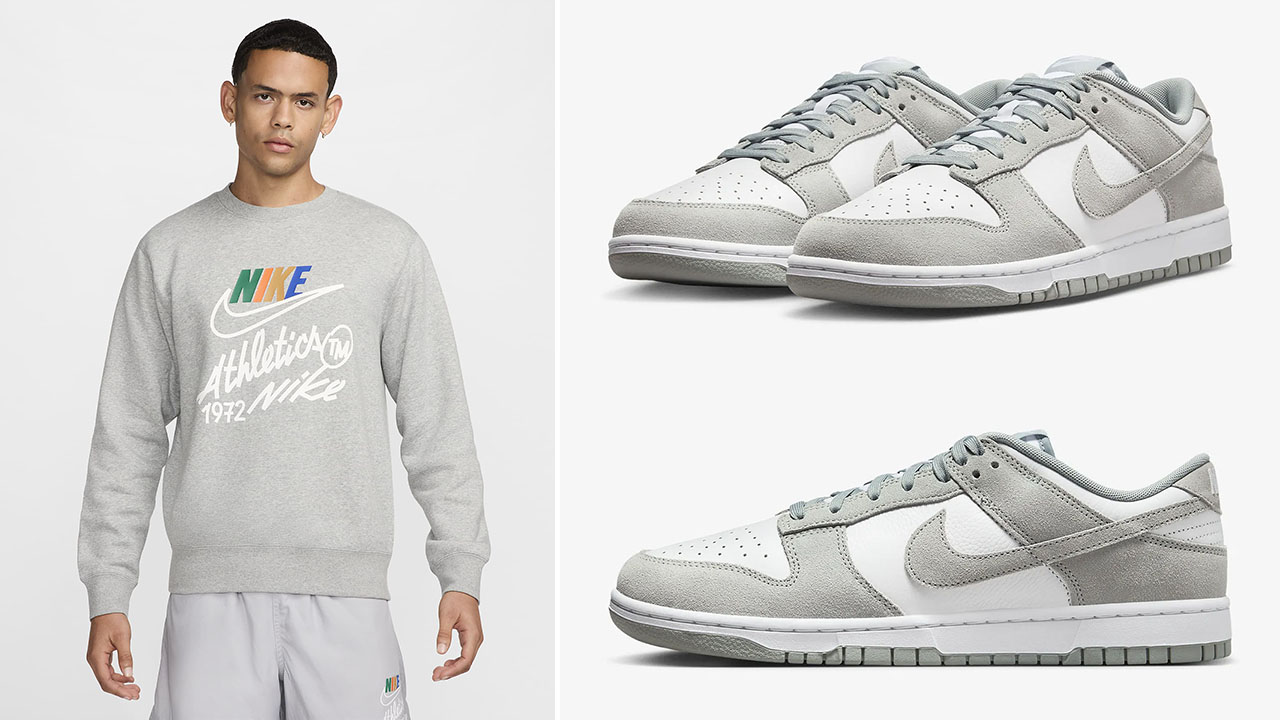 Nike Dunk Low Suede Grey White Light Pumice Sweatshirt Outfit