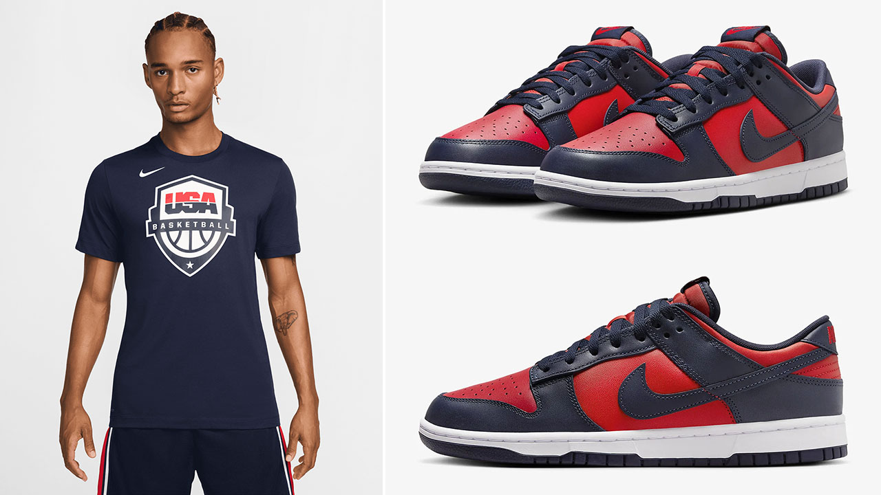 Nike Dunk Low University Red Obsidian Shirt Outfit