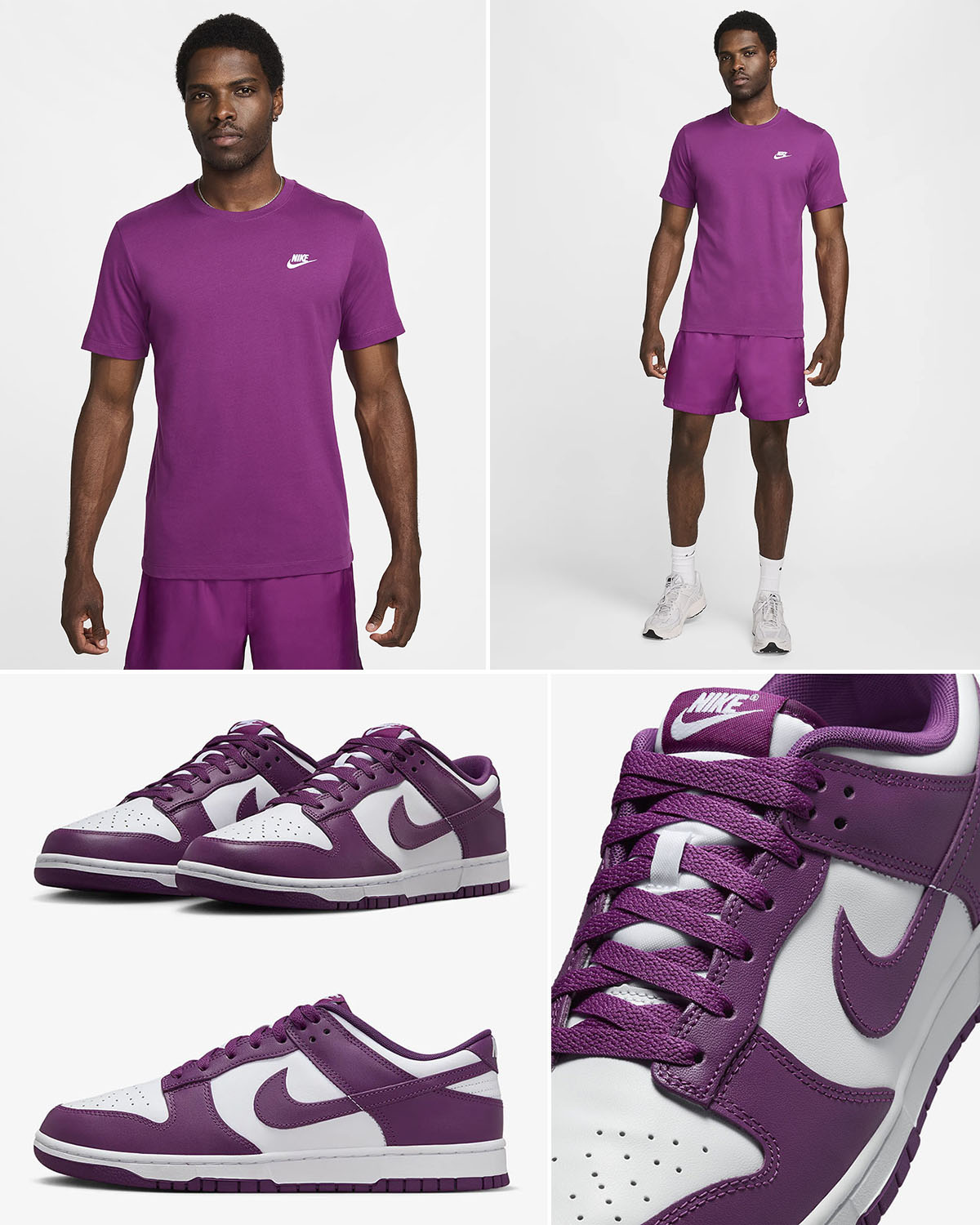 Nike Dunk Low White Viotech Shirt and Shorts Matching Outfit