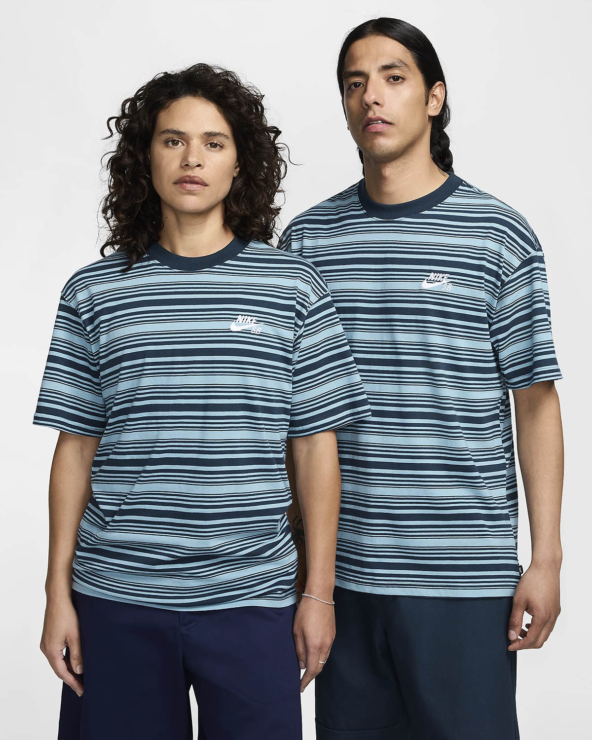 Nike SB Striped T Shirt Denim Turquoise