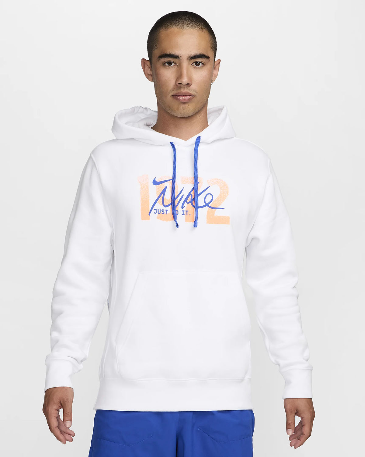 Nike Sportswear Club Fleece Hoodie White Hyper Royal Total Orange 1