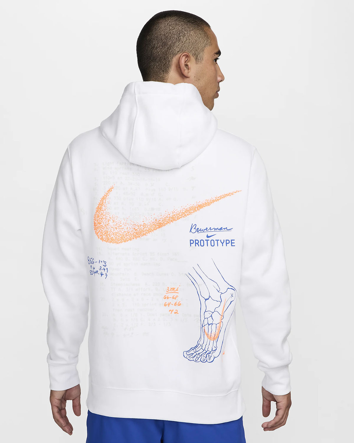 Nike Sportswear Club Fleece Hoodie White Hyper Royal Total Orange 2