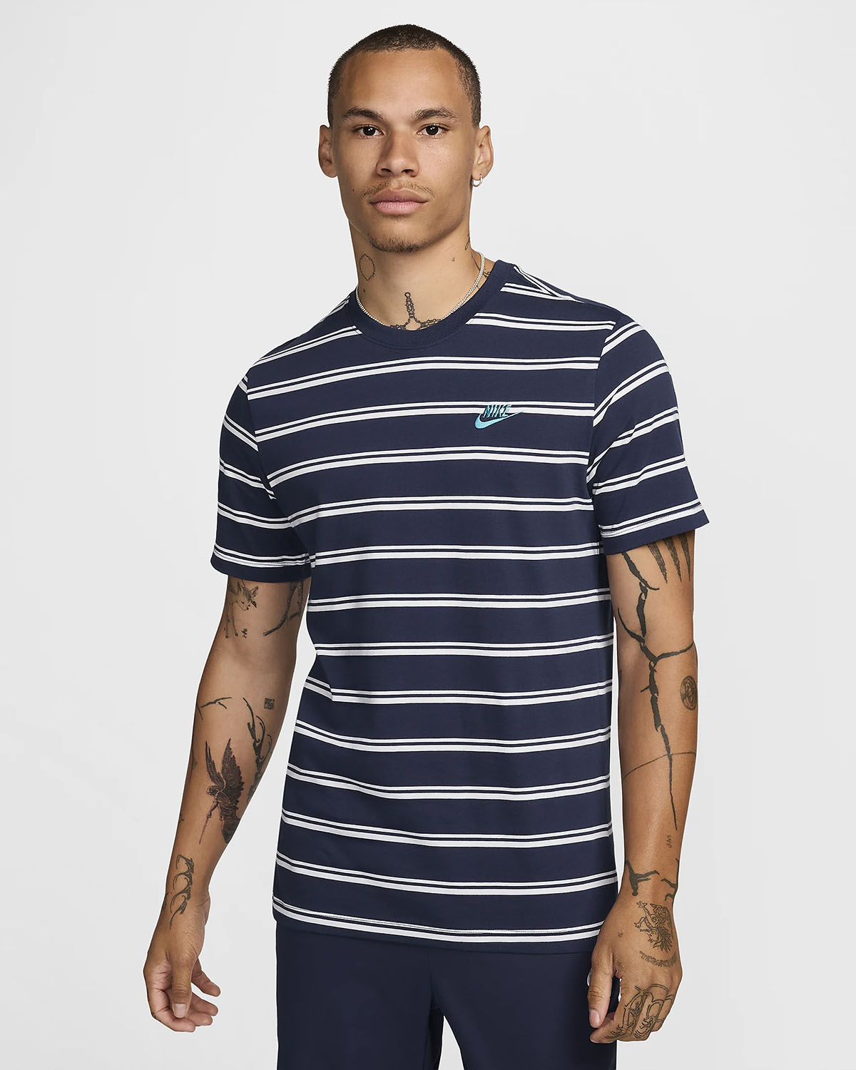 Nike Sportswear Striped T Shirt Midnight Navy