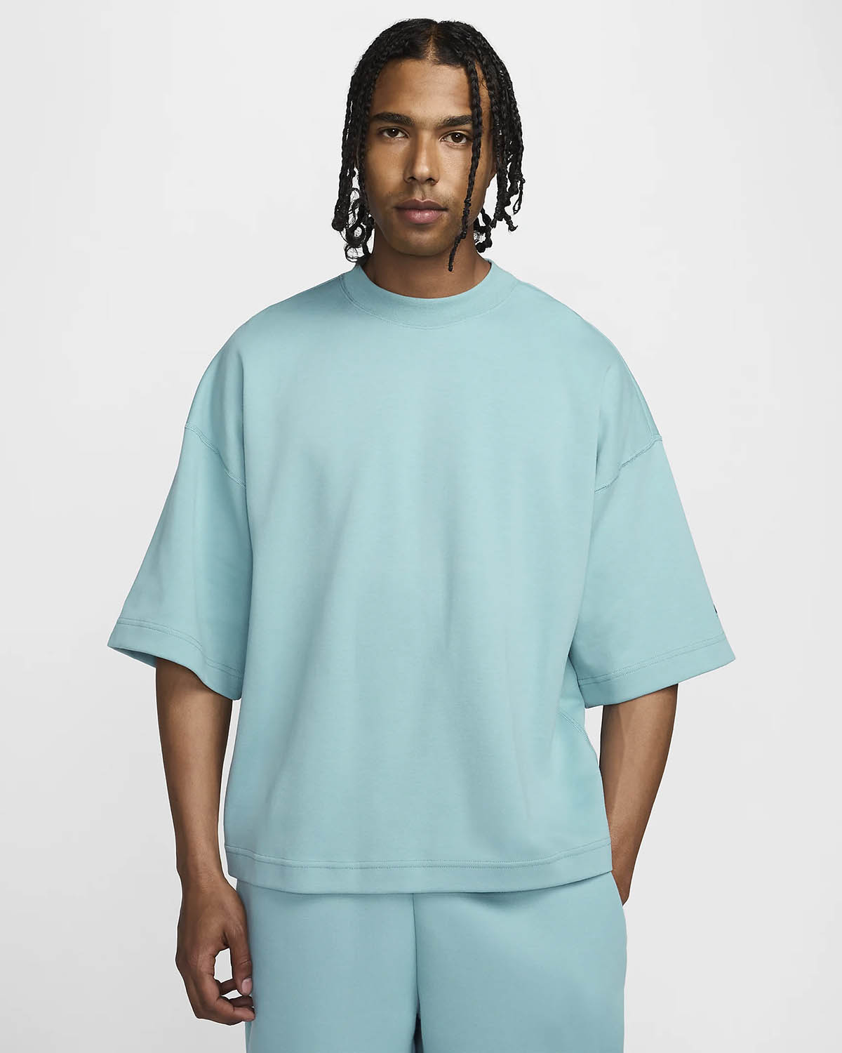 Nike Tech Short Sleeve Fleece Top Denim Turquoise