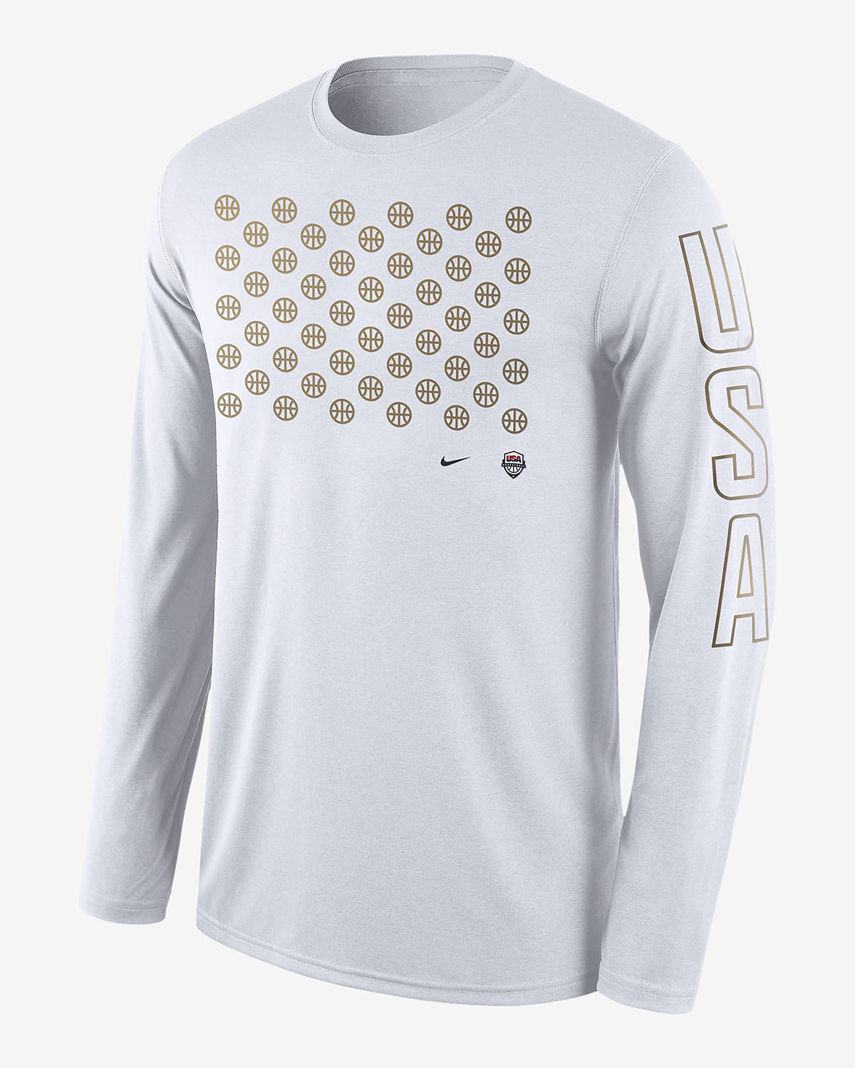 Nike USA Basketball Olympics Long Sleeve T Shirt White Gold