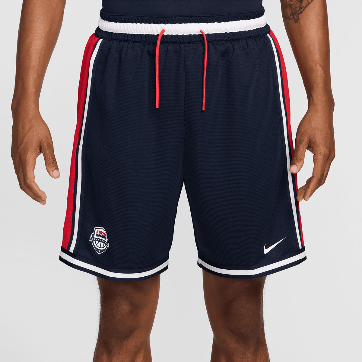 Nike USA Basketball Pregame Shorts Obsidian White Red 1