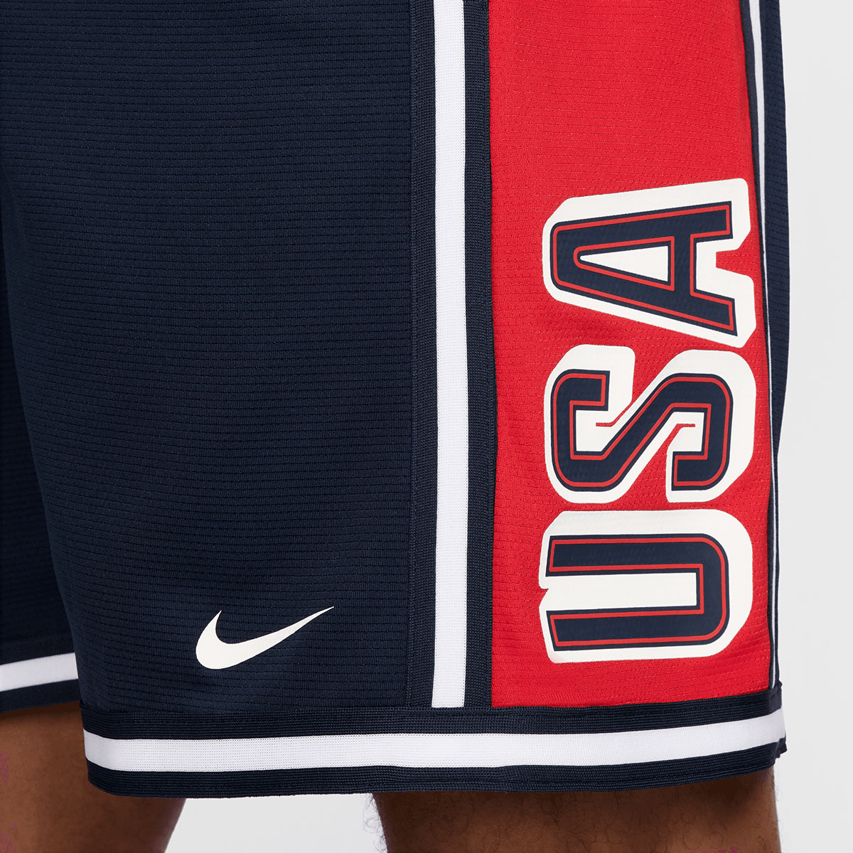 Nike USA Basketball Pregame Shorts Obsidian White Red 3