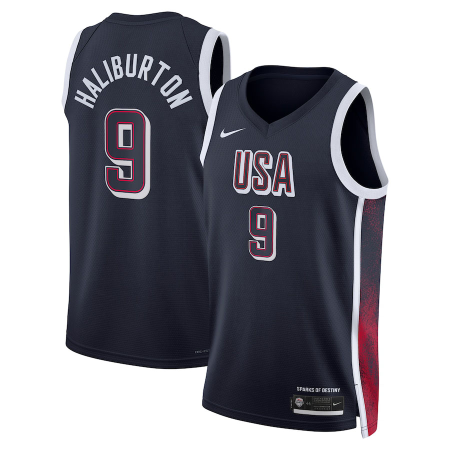 Tyrese Haliburton Nike USA Basketball 2024 Mens Jersey Navy