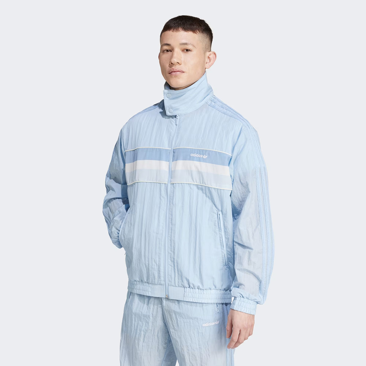 adidas 80s Nylon Archive 3 stripes Track Top Clear Sky Blue