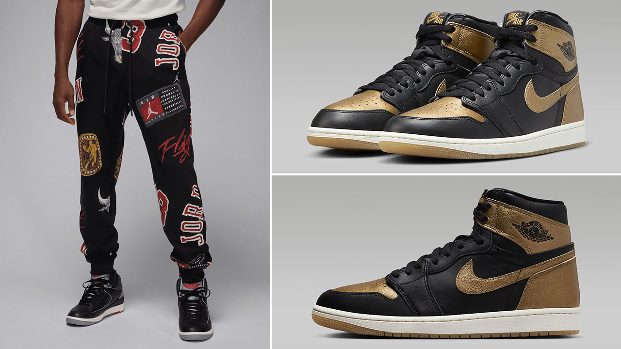 Air Jordan 1 High Black Gold Pants