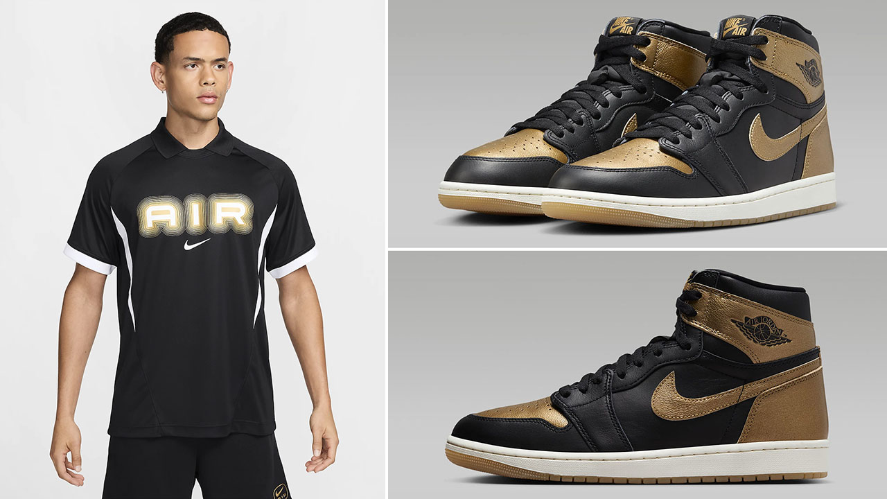 Air Jordan 1 High OG Metallic Gold Jersey Shirt