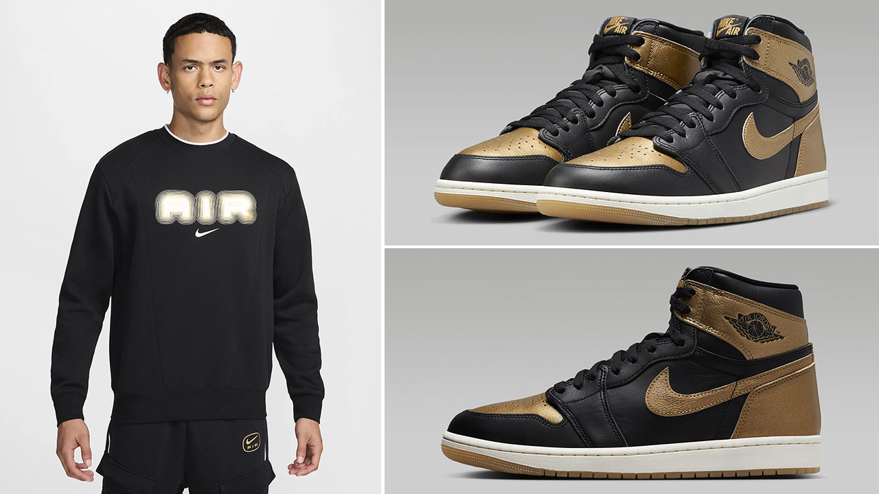 Air Jordan 1 High OG Metallic Gold Nike Sweatshirt