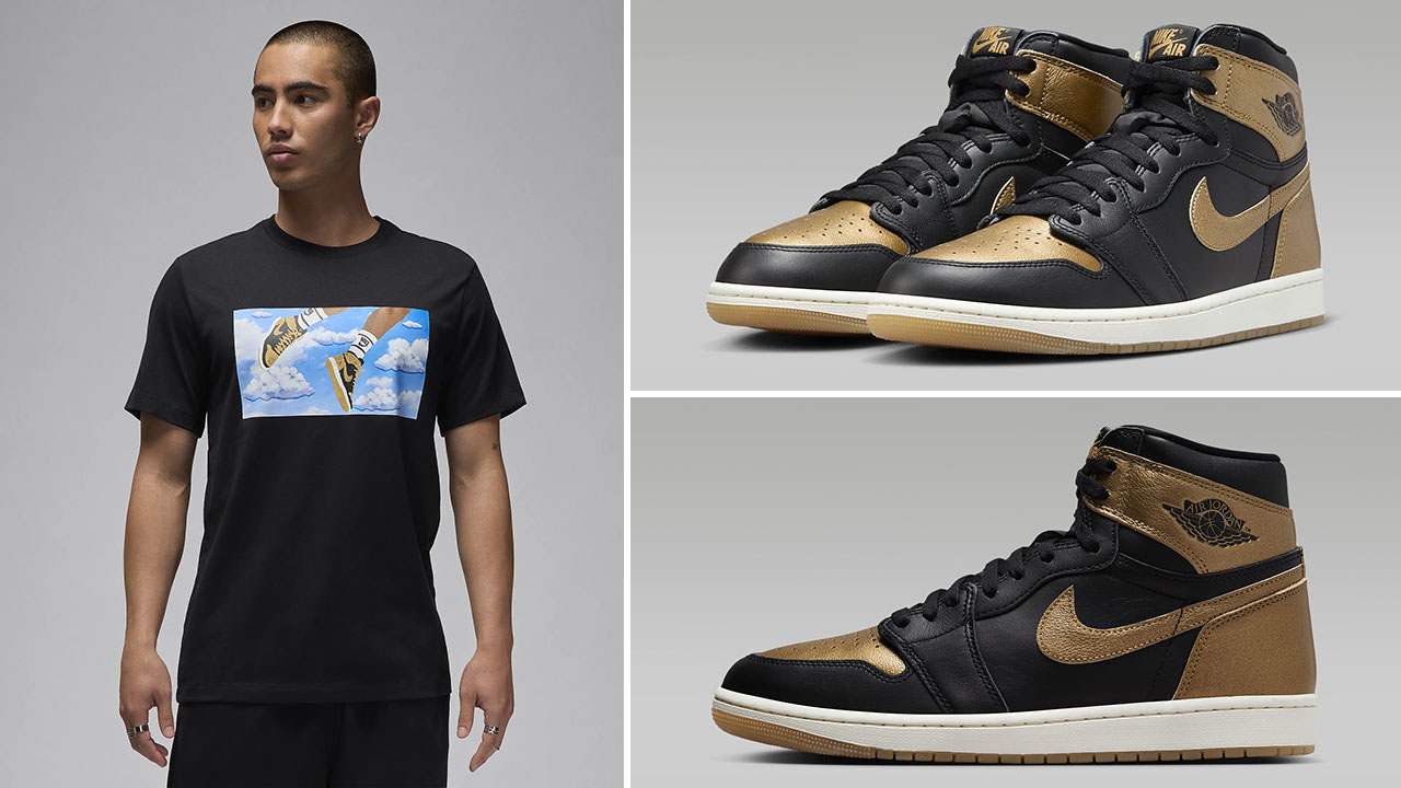 Air Jordan 1 High OG Metallic Gold T Shirt Outfit