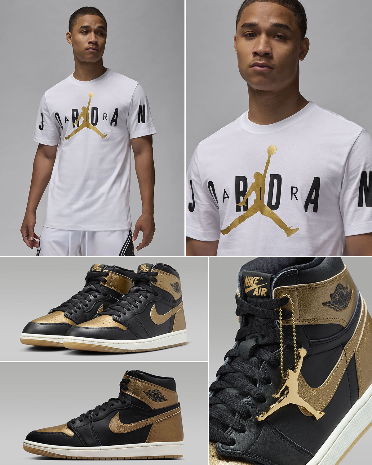 Air Jordan 1 High OG Metallic Gold T Shirt