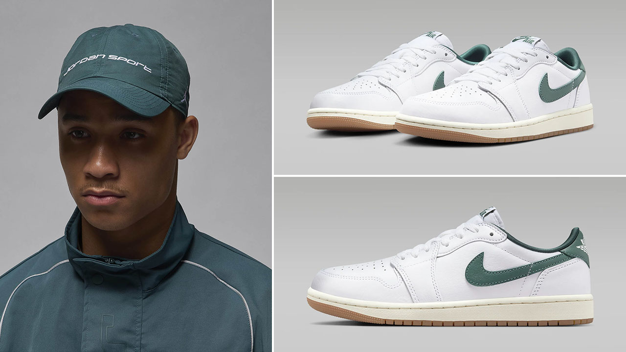 Air Jordan 1 Low OG Oxidized Green Cap to Match Sneakers