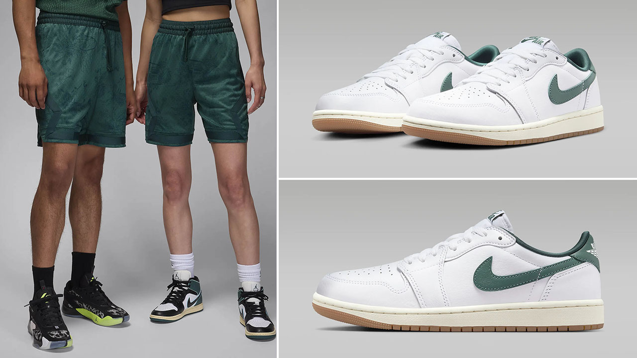 Air Jordan 1 Low OG Oxidized Green Printed Diamond Shorts to Match Sneakers