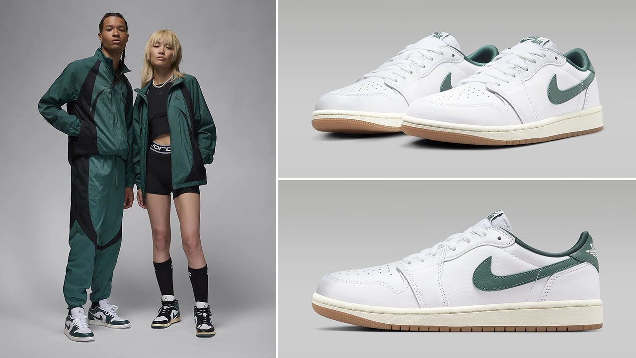 Air Jordan 1 Low OG Oxidized Green Sport Jam Jacket and Pants to Match Sneakers