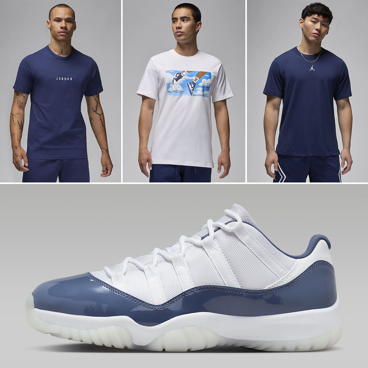 Air Jordan 11 Low Diffsued Blue Shirts