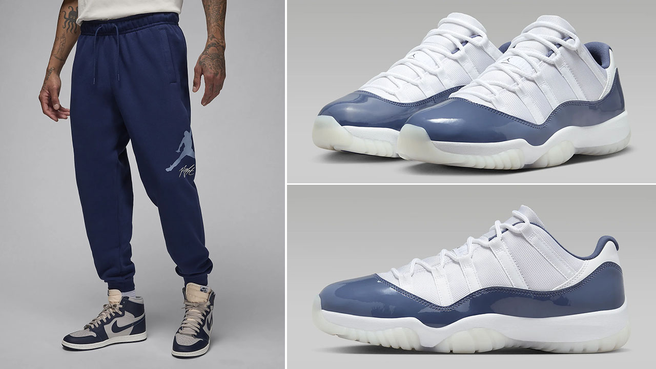 Air Jordan 11 Low Diffused Blue Fleece Pants Outfit