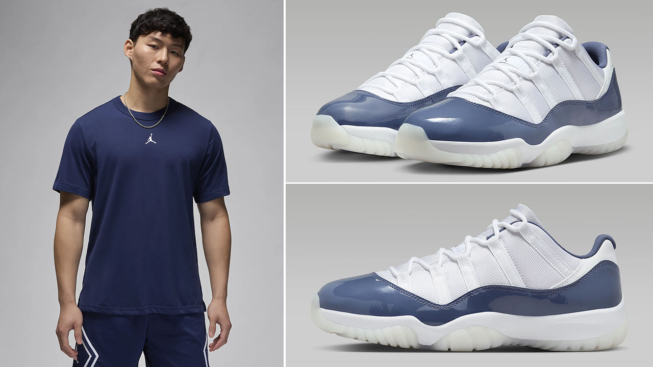 Air Jordan 11 Low Diffused Blue Midnight Navy Shirt