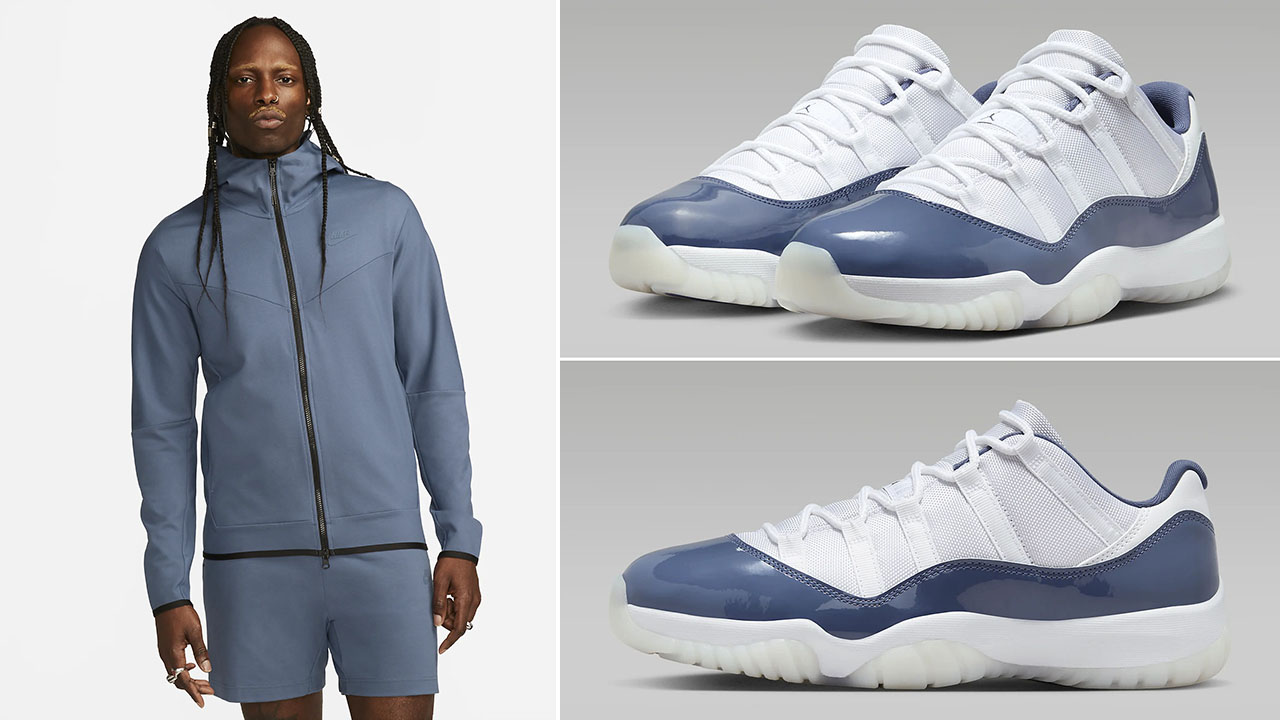 Air Jordan 11 Low Diffused Blue Nike Tech Fleece Hoodie Matching Outfit