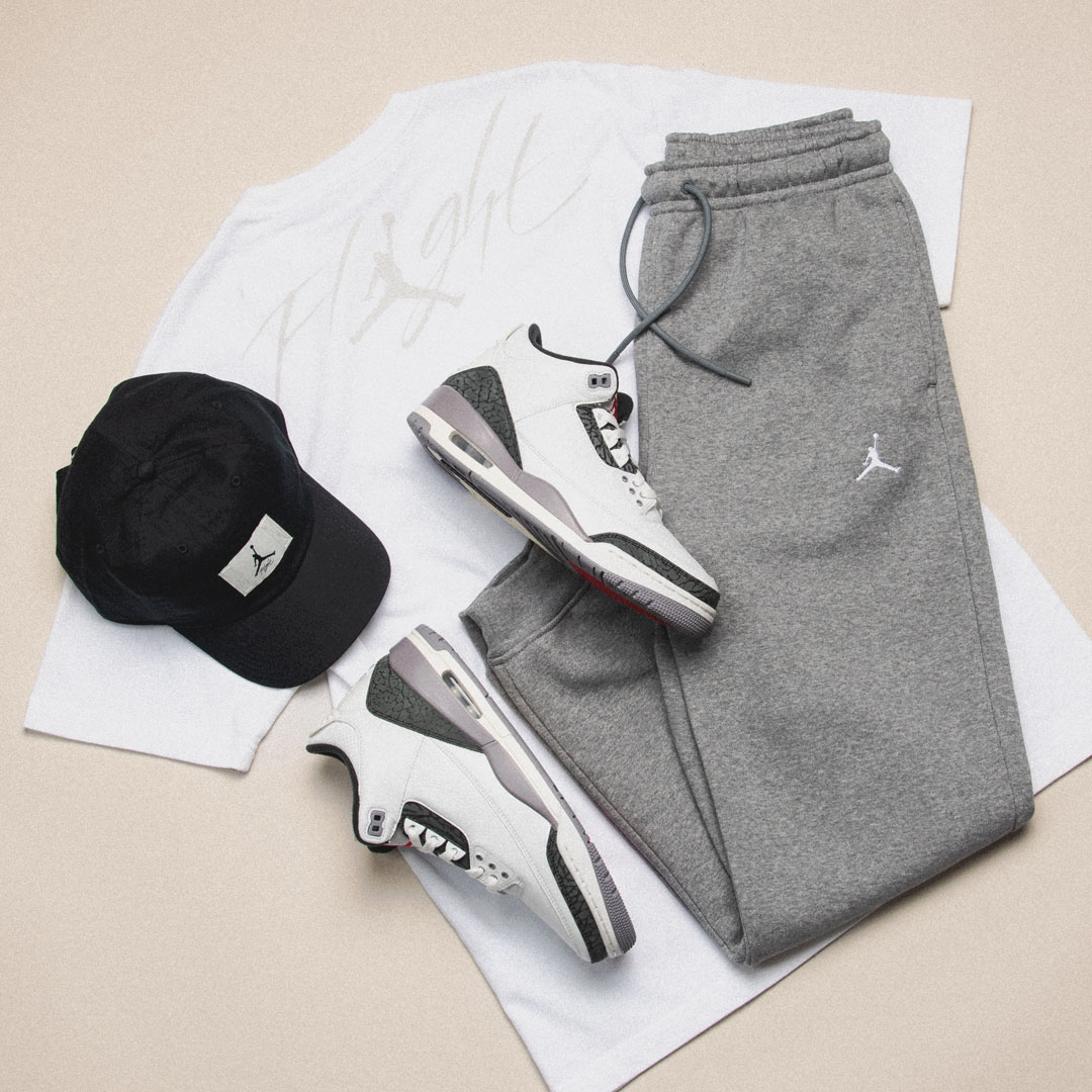 Air Jordan 3 Cement Grey Shirt Hat Pants Outfit