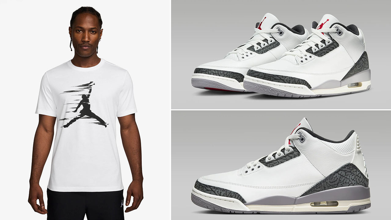 Air Jordan 3 White Cement T Shirt to Match Shoes