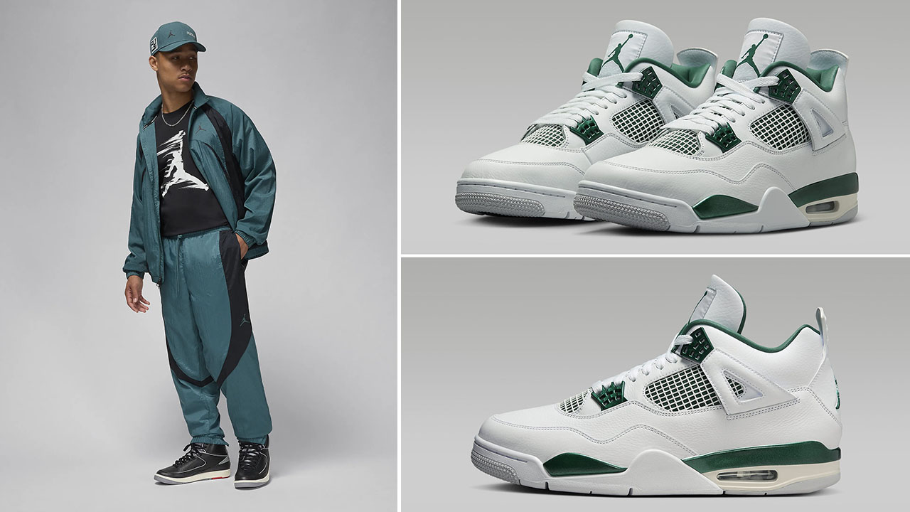 Air Jordan 4 Oxidized Green Warm Up Jacket and Pants Outfit