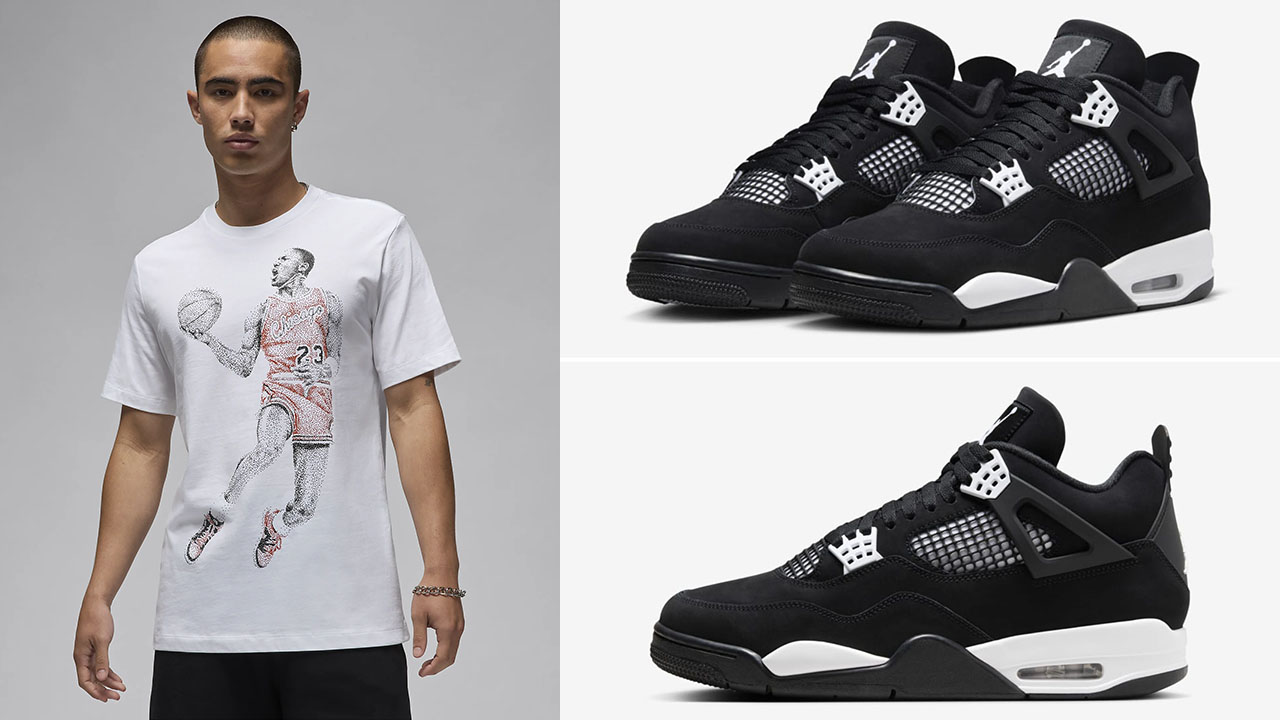 Air Jordan 4 White Thunder Graphic T Shirt White