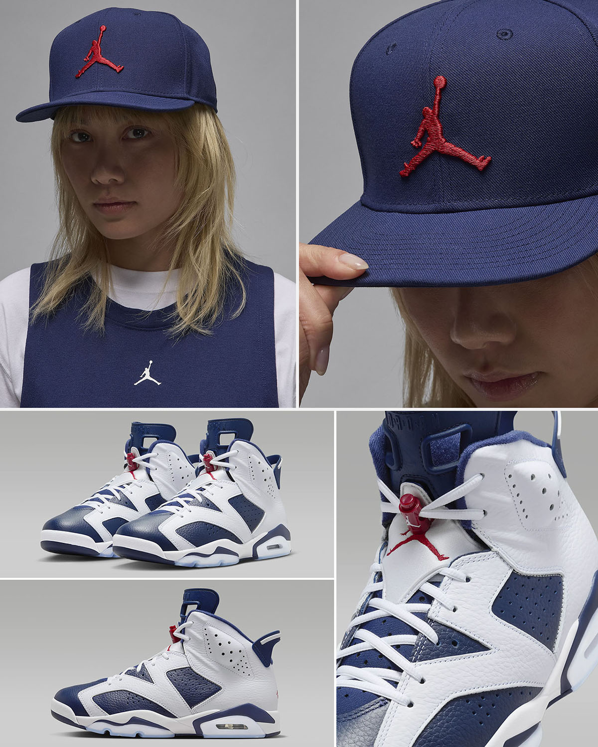 Air Jordan 6 Olympic 2024 Snapback Hat Midnight Navy Red