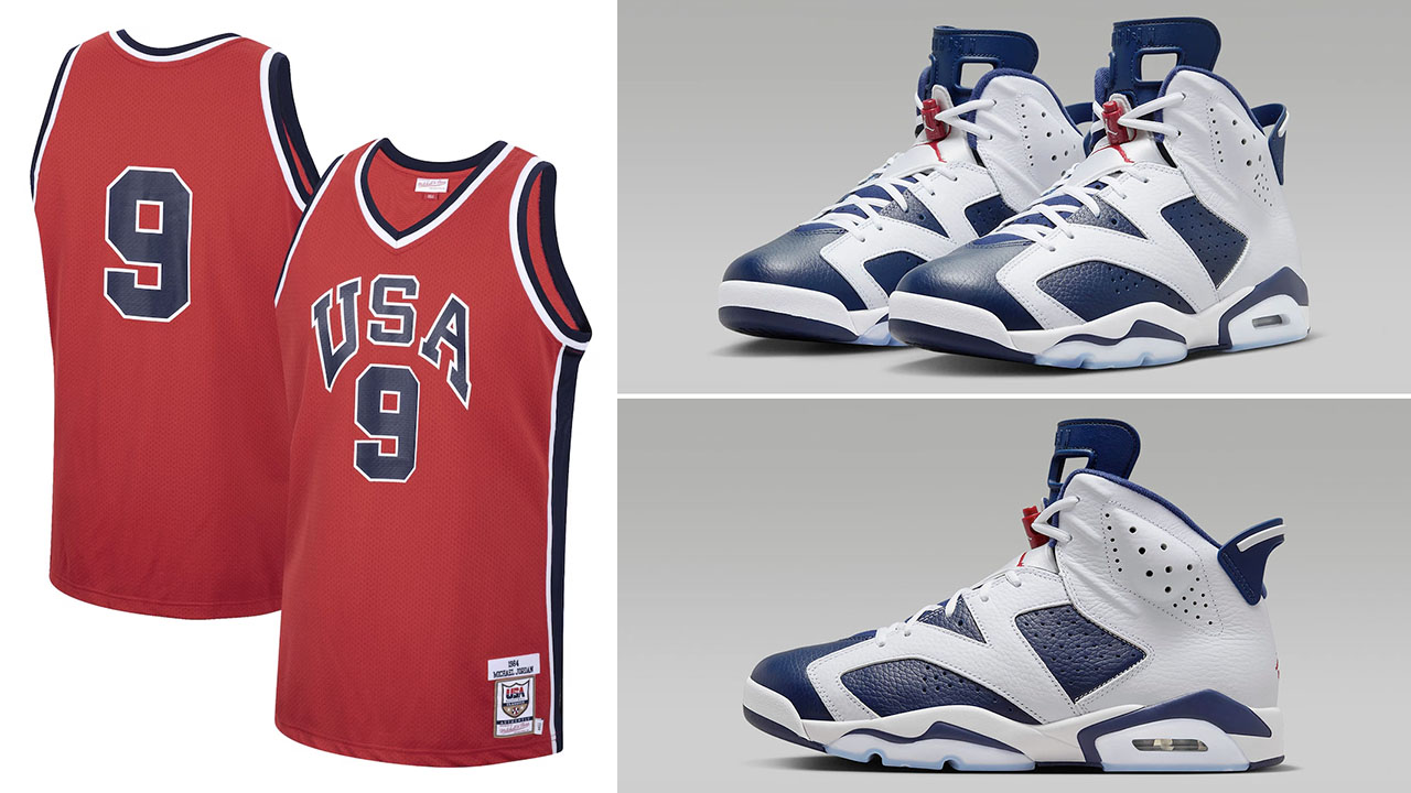 Air Jordan 6 Olympic Michael Jordan USA Basketball 1984 Jersey Red