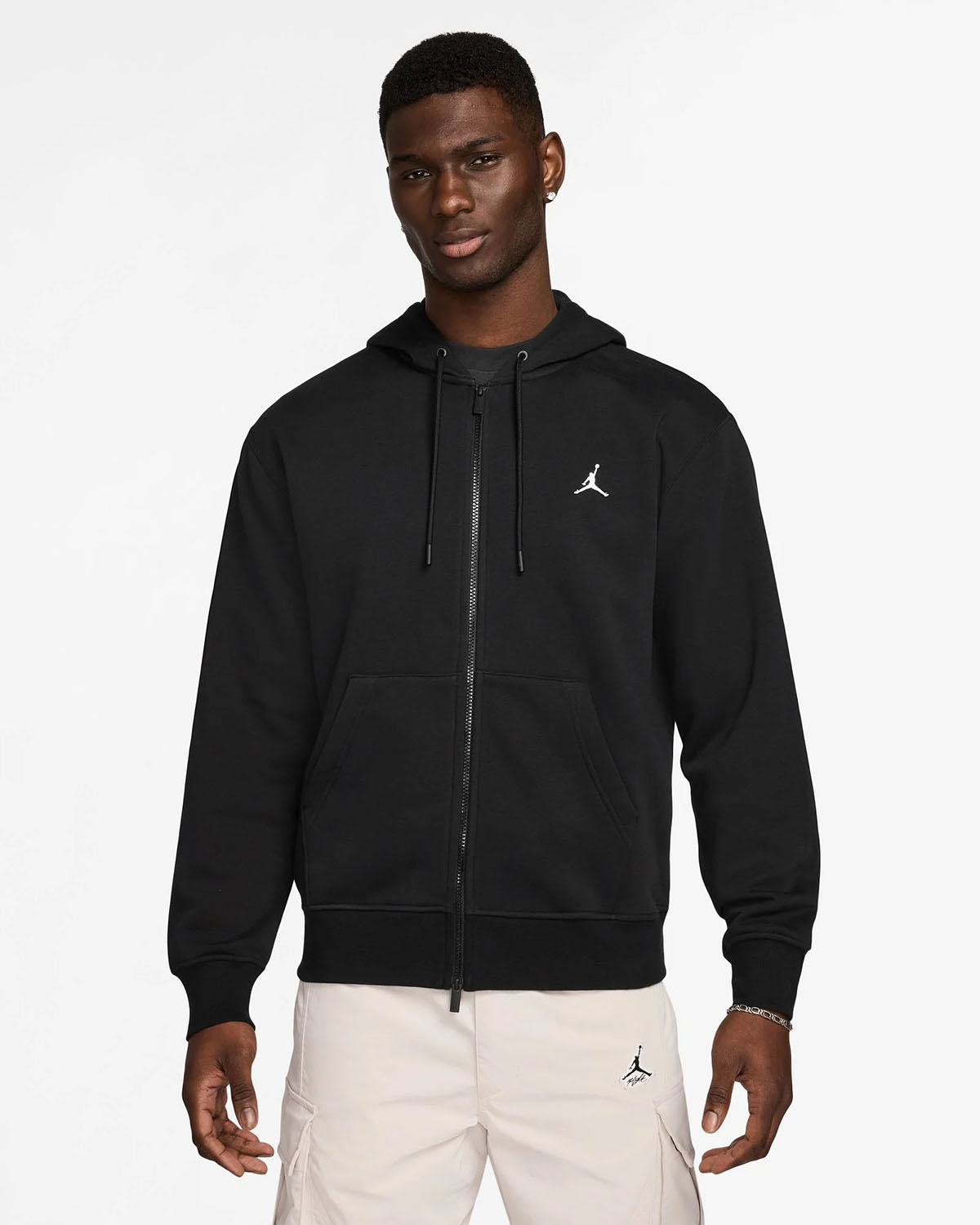 Jordan Brooklyn Fleece Full Zip Hoodie Black White 1